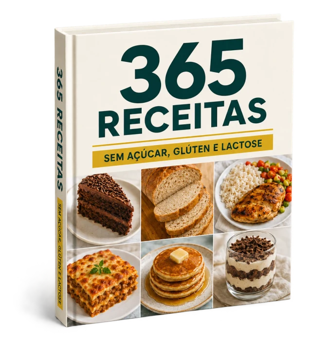 Capa do livro 365 Receitas Sem Açúcar, Glúten e Lactose