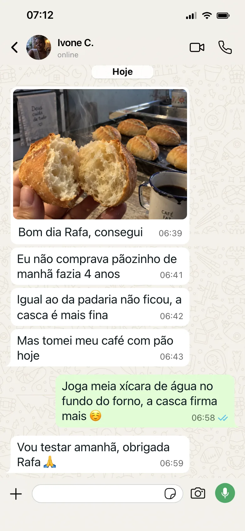 Conversa de WhatsApp com Ivone C., de Governador Valadares, MG