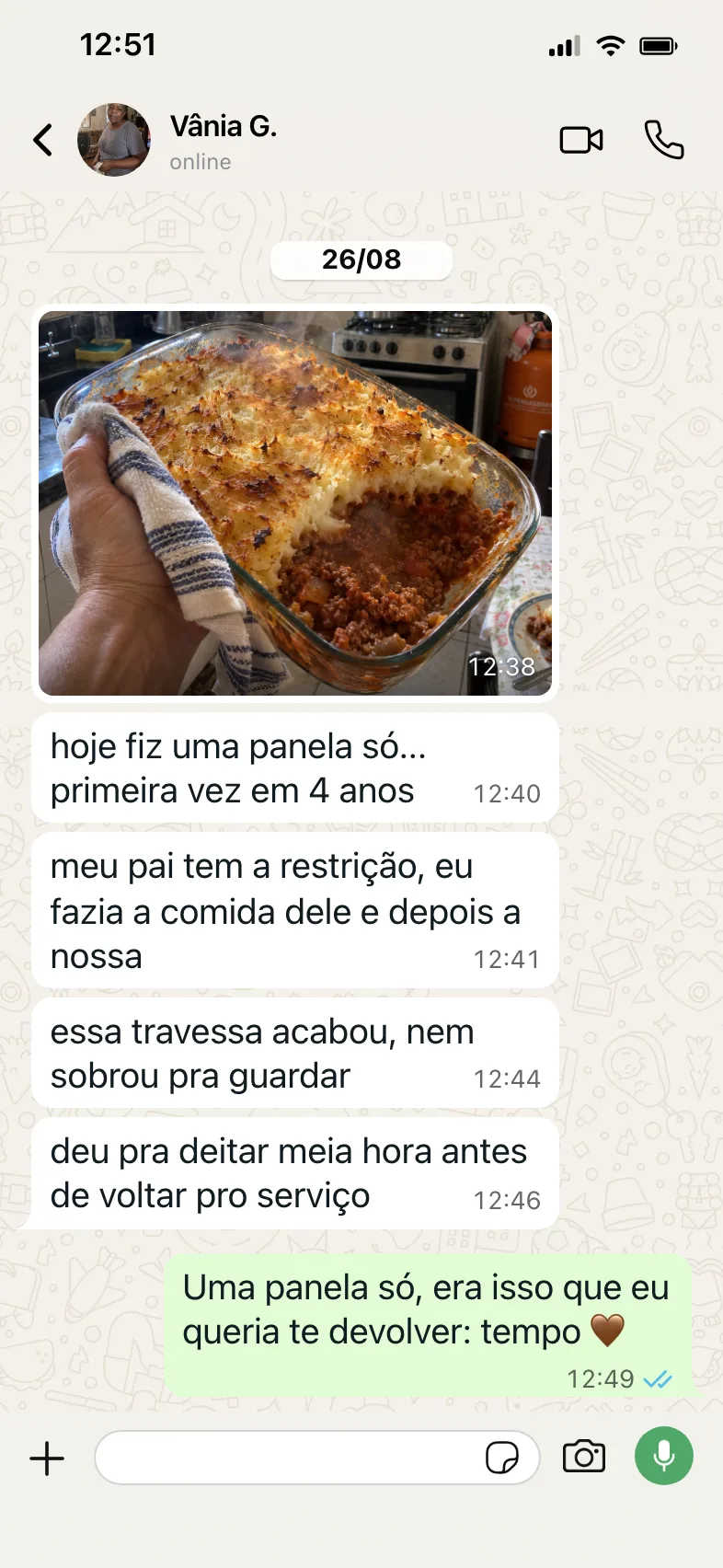 Conversa de WhatsApp com Vânia G., de Camaçari, BA